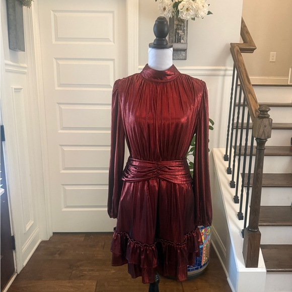 Sugarlips NWOT Admired Liquid Satin Shirred Ruffle Dress - Picture 2 of 6